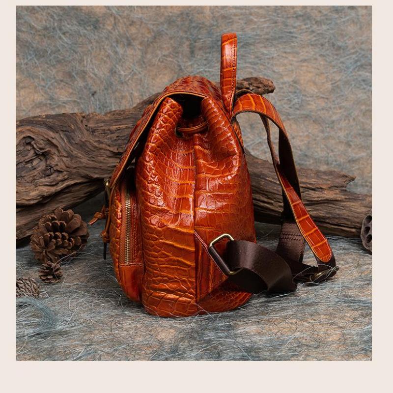 Johnature Винтажный женский рюкзак из натуральной кожи с тиснением под крокодила, многоцелевые дорожные сумки из воловьей кожи для отдыха