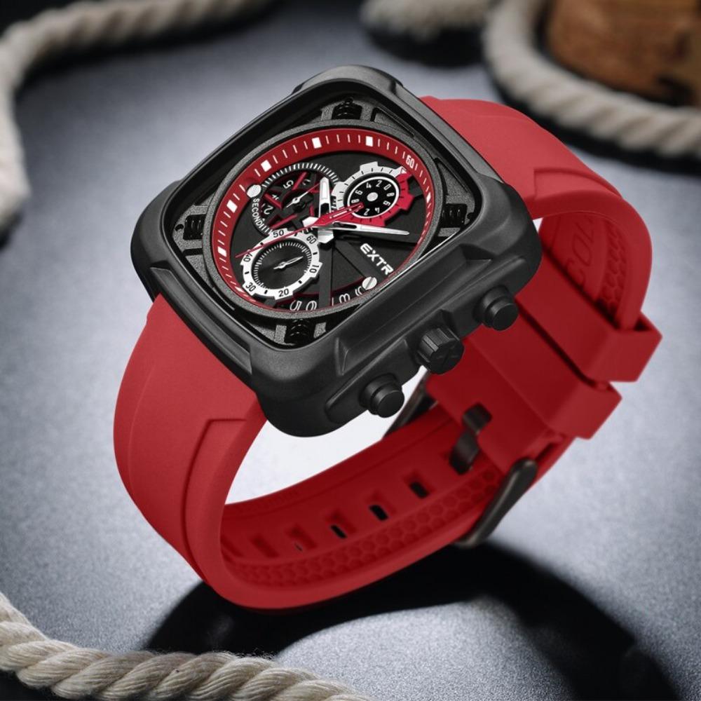 Роскошные модные мужские спортивные часы мужские квадратные силиконовые кварцевые наручные часы мужские деловые хронограф календарь водонепроницаемые часы