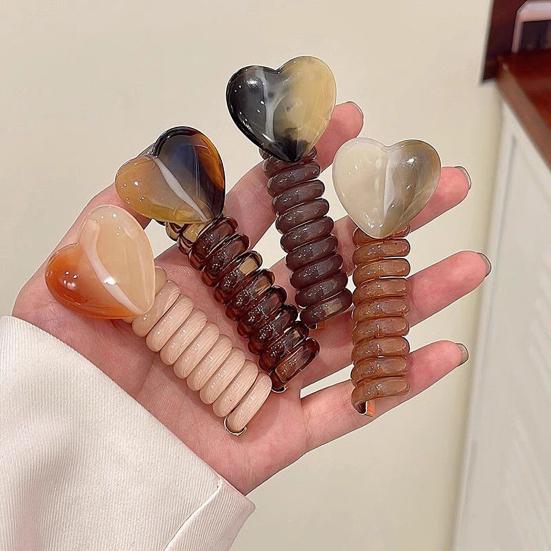 4 шт. телефонные провода резинки для волос в форме сердца спиральные резинки для волос веревка эластичный плетеный телефонный шнур повязки на голову для девочек и женщин