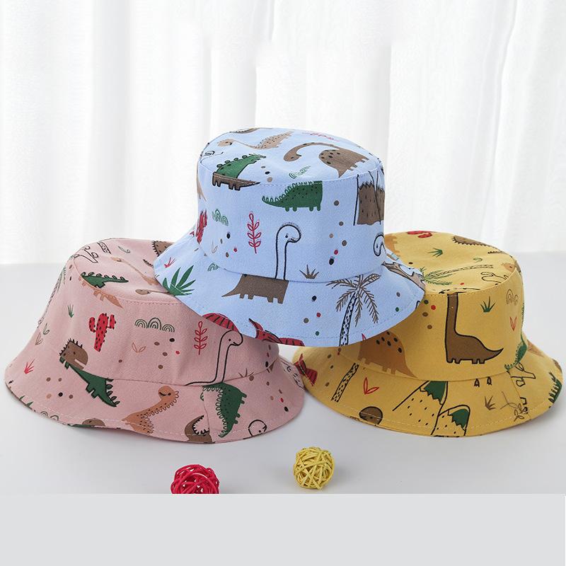 Gorras Kids Hats Мультяшный принт с динозавром Детская кепка-ведро Милая детская шляпа с изображением животных Шляпа рыбака Летняя кепка-панама для малышей