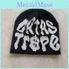 Trendy High Top Knitted Hat With Letter Graphics For Fall Winter Streetwear