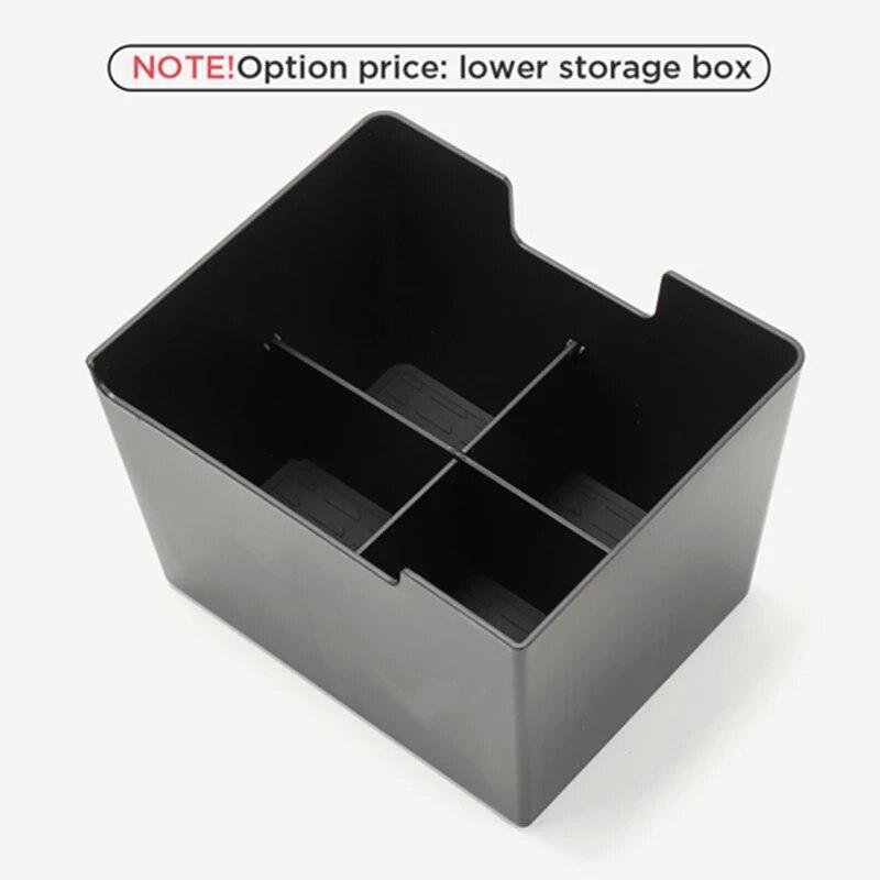 For Tesla Model 3 Storage Box Car Central Armrest Flocking/ABS Storage Box Organizer Model3 2022 Hub Cover Bag Accessories