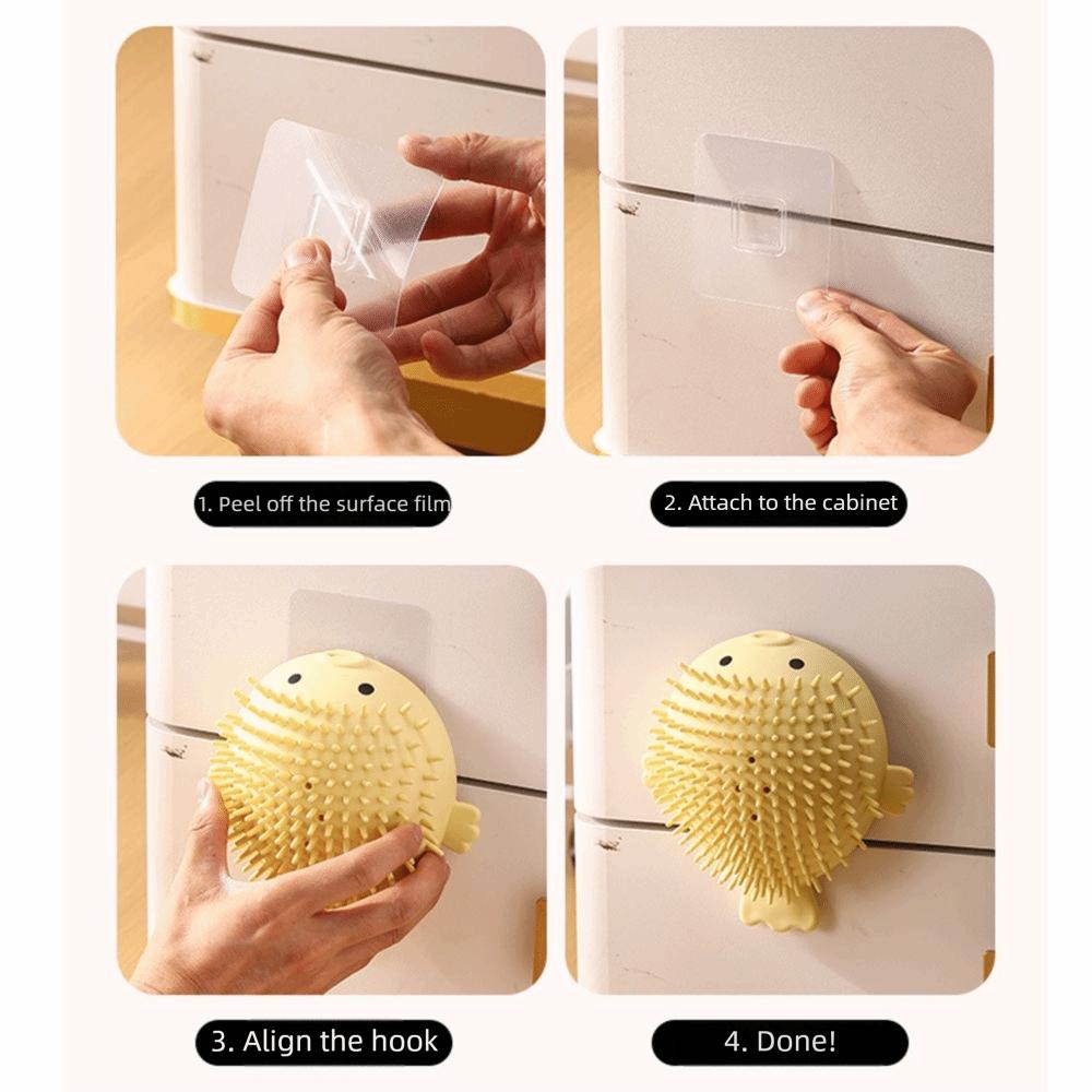 Wall-Mounted Wall Cat Self-Groomer Globefish Shape Cat Massage Brush Living Room