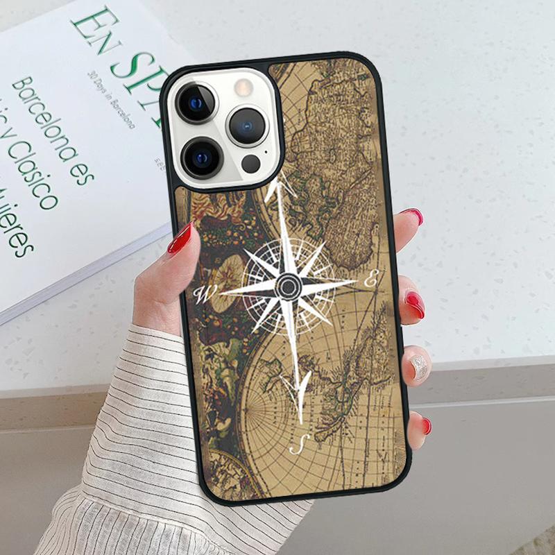 Винтажный чехол для телефона «Компас Wanderlust Map» для iPhone 13 Pro Max Coque 12 11 Pro Max 8 PLUS 7 6S XR X XS mini se Fundas