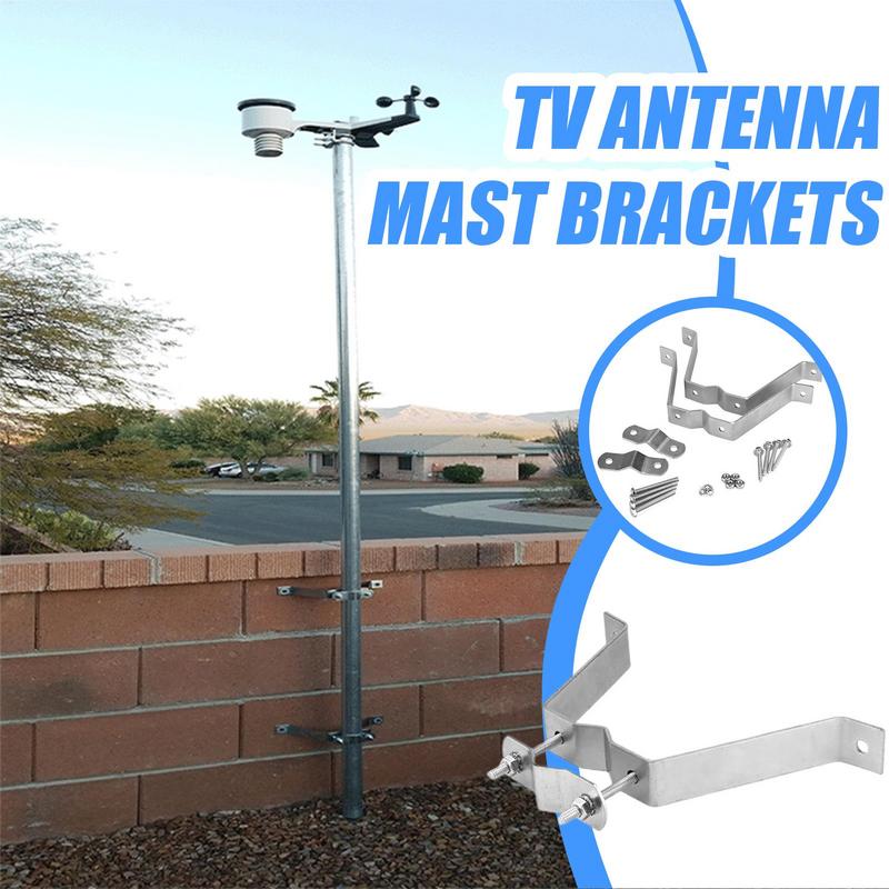 Antenna Mast Clamp Heavy Duty Wall Mount For Antenna Set Of 2 Weatherproof Mounting Hardware Home Improvement Tool For Wall