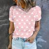 Women's T-Shirt Fashion Pink Heart Pattern Print T-Shirt Women's Leisure Short Sleeve T-Shirt 2024 Summer Popular T-Shirt
