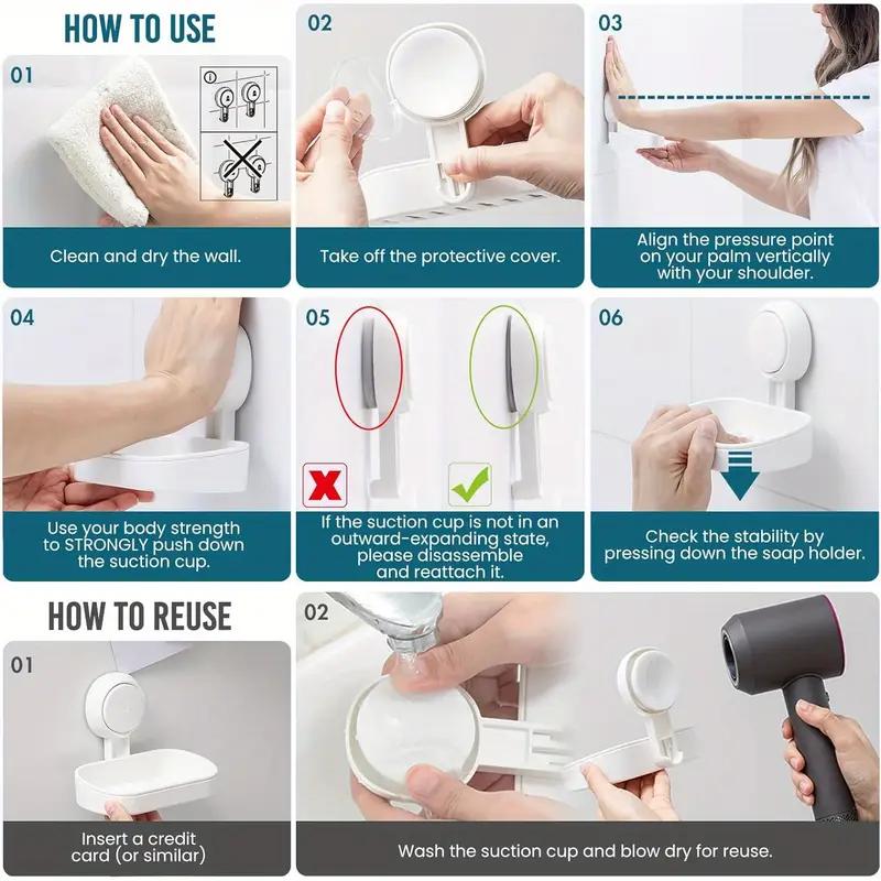 Мыльница на присоске, без перфорации, вакуумная присоска, слив, для ванной, туалета, настенная, присоска, полка, подвесная