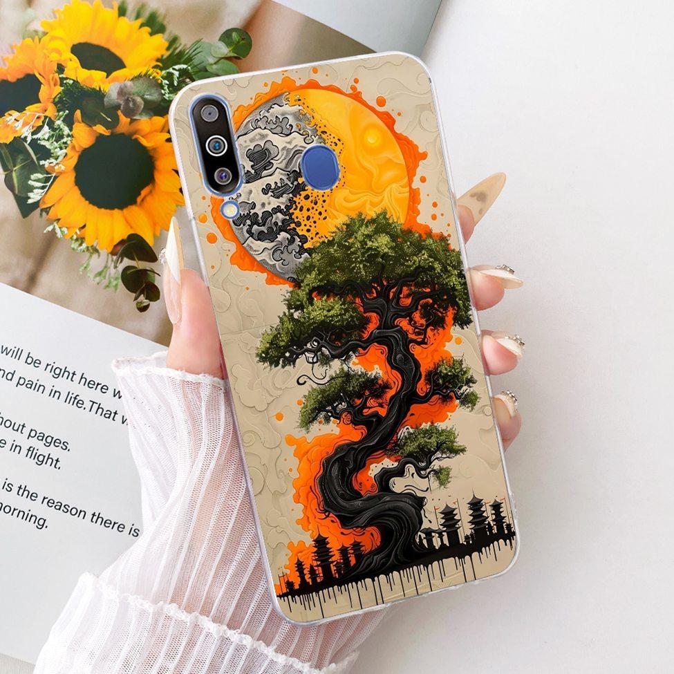 For Samsung A40S Case Transparent Cute Cat Fashion Butterfly Funny Painted Casing For Samsung Galaxy A40S Cover SM-A3050