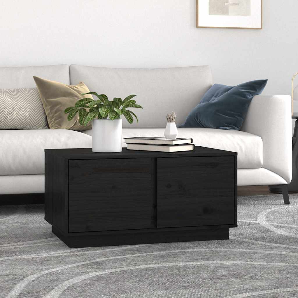 Vidaxl Stolik Kawowy, Czarny, 80X50X40 Cm, Lite Drewno Sosnowe