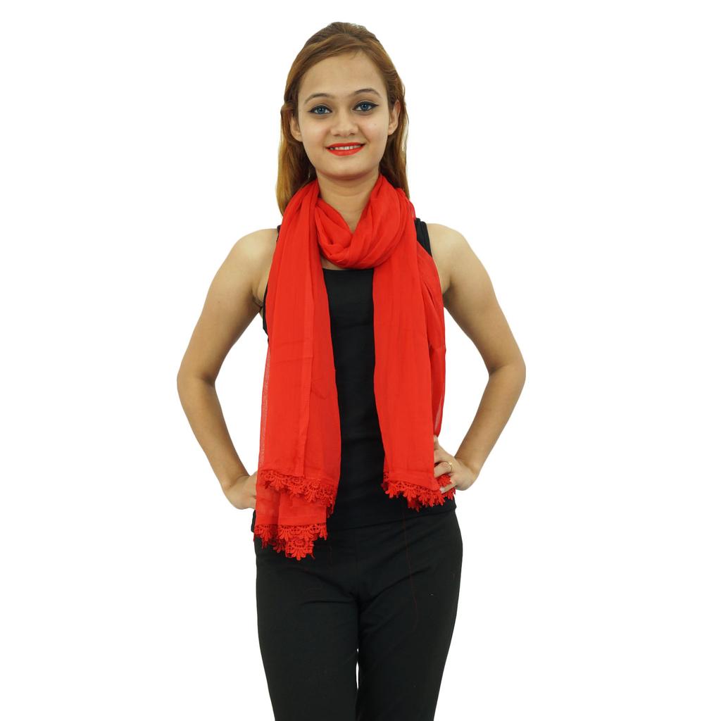 Stole Indian Long Chunni Women Wrap Chiffon Blend Dupatta Tassel Scarf