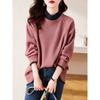 Pink Half Turtleneck Sweatshirt for Women In Autumn and Winter Plus Velvet Thickened New Loose Large Size Top