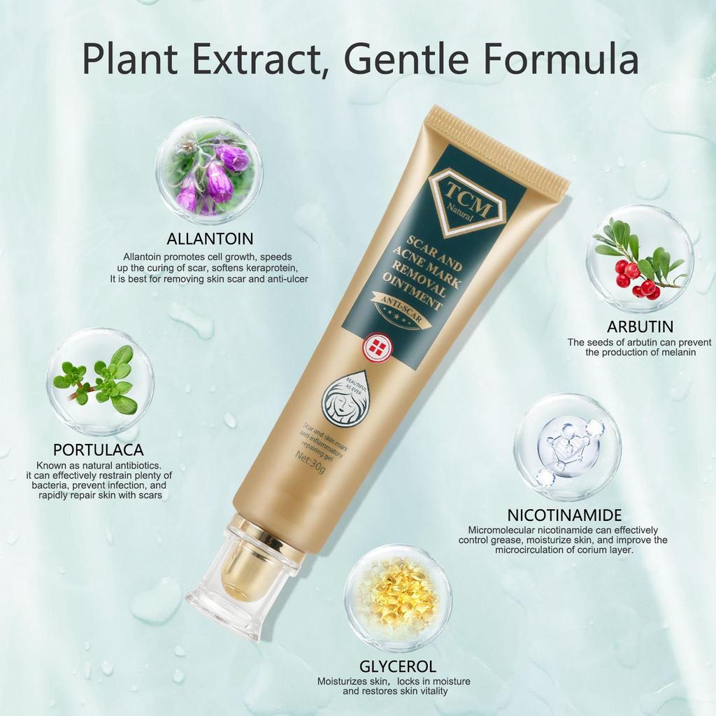 Крем от шрамов TCM, крем от угревой сыпи, шрамы от ожогов, порезы, беременность, растяжки, пятна от угревой сыпи, угри, отбеливающий крем от растяжек 30 мл)