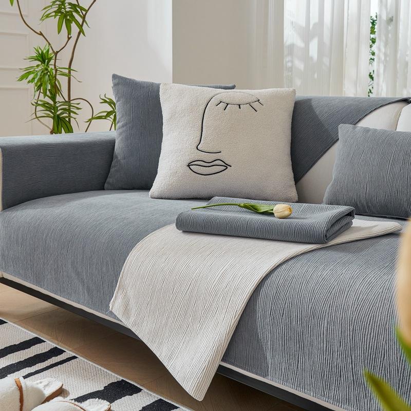 Подушка для дивана, современная легкая, роскошная, универсальная синельная нескользящая простая однотонная ткань для четырех сезонов, чехол для дивана