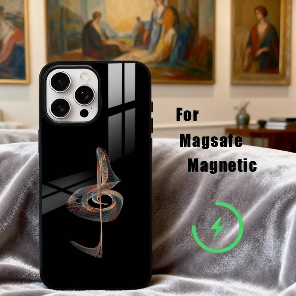 M-Music Art Чехол для телефона с ключом Соль для iPhone 17, 16, 15, 14, 13, 12, 11 Plus, Pro Max Магнитный Для Magsafe Беспроводной Зарядки