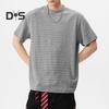 Мужская футболка с круглым вырезом и коротким рукавом, с 3D-полосатым жаккардовым узором, однотонная свободная летняя повседневная футболка