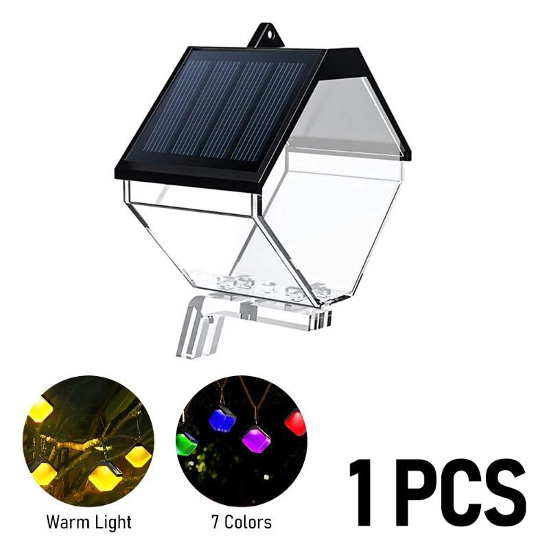 Solar Fence Lights Warm/RGB Color Changing Solar Wall Light Outdoor Waterproof LED Solar Decorative Lighting for Step Backyard