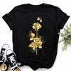Новая модная женская футболка с 3D принтом Gold Rose Harajuku, футболка с короткими рукавами, повседневный большой топ