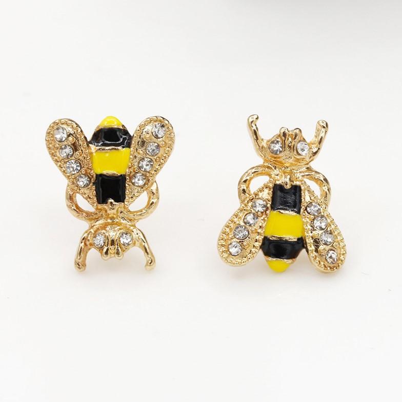 Fashion Korean Earrings Accessories Spring Glaze Dripping Diamond Bee Earrings Rhinestone Earrings