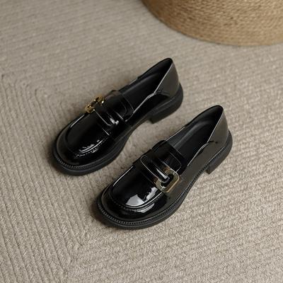 Новые кожаные туфли на одной ноге, на толстой подошве, на маффиновой подошве, лоферы, натуральная кожа, женские мягкие британские туфли