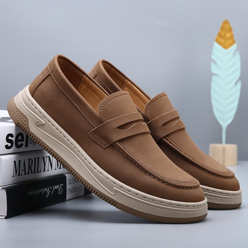 Модный Роскошный Бренд Мужские Удобные Лоферы из Замшевой Кожи на Мягкой Подошве Слипоны Универсальные Повседневные Деловые Формальные Туфли из Натуральной Кожи