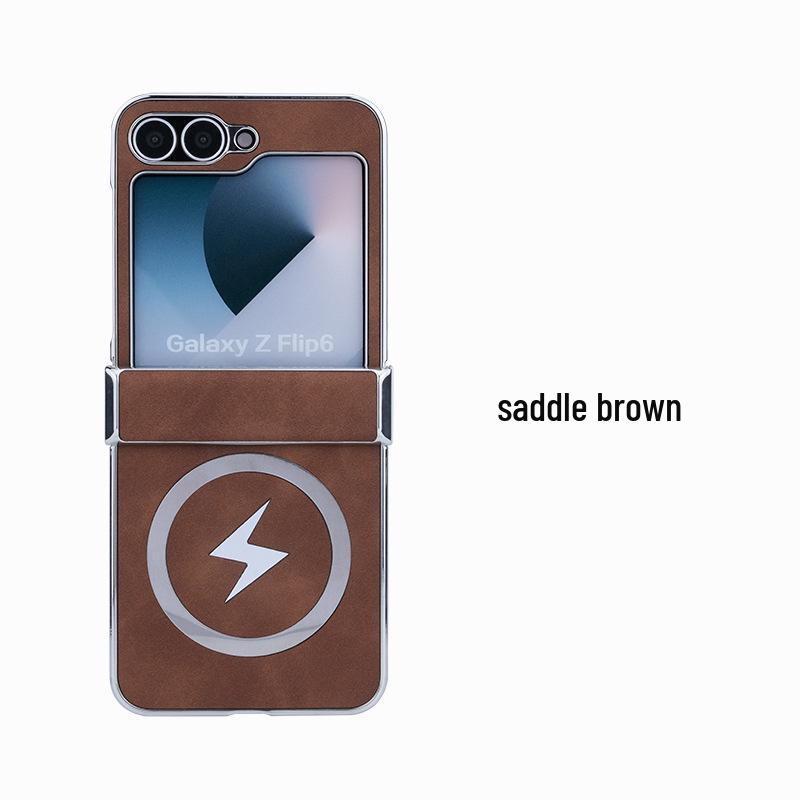 Магнитный чехол для телефона с текстурой кожи для Samsung Z-Flip7/Z-Flip6
