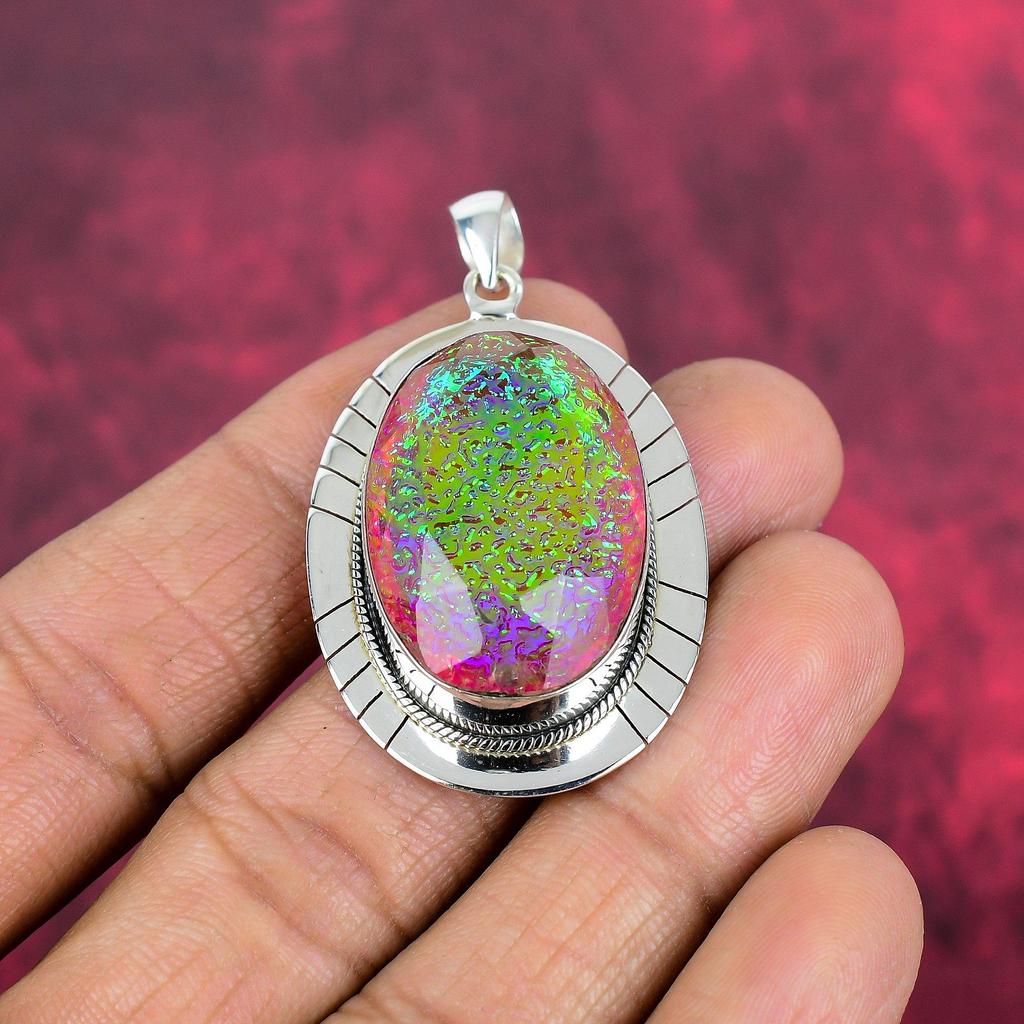 Pink Triplet Opal Pendant, 925 Solid Sterling Silver Gemstone Jewelry, Handmade Pendant, For Thanksgiving