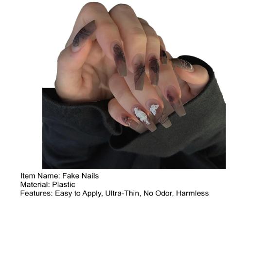 1 комплект великолепных ультратонких 2 цветов накладных ногтей с полным покрытием, накладной дизайн маникюра для маникюрного салона