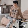 Весна осень досуг эластичный пояс для мальчиков пижамы смешной принт мужской пижамный комплект клетчатая ночная рубашка с длинным рукавом пижамы домашняя одежда одежда