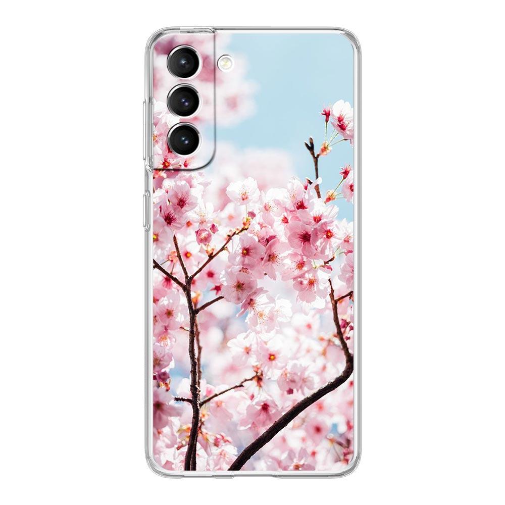 Чехол для телефона 'Цветущая вишня' для Samsung Galaxy S24 S23 S22 S20 Ultra S21 FE 5G S10 S9 Plus S10E S8 Мягкий силиконовый прозрачный чехол