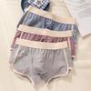 Men Boxer Briefs Mid-rise Elastic Waistband Shorts Underwear Striped Print Patchwork Color U-Convex Panties