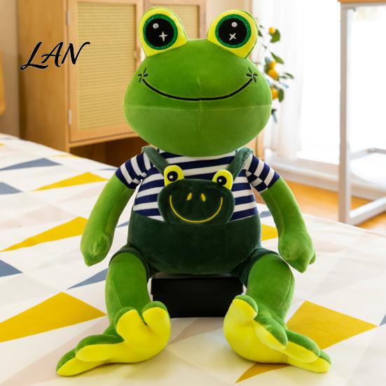 Frog Plush Toy Prince Princess Toy, Cute Stuffed Animal with Striped Shirt/Skirt, Doll Soft Pillow for Bedroom, Birthday Gift Kids Lovers Sparkly Eye