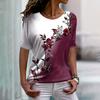 Новые женские футболки с круглым вырезом, с цветочным принтом, повседневная женская одежда, топы, летние тренды, свободные футболки с короткими рукавами