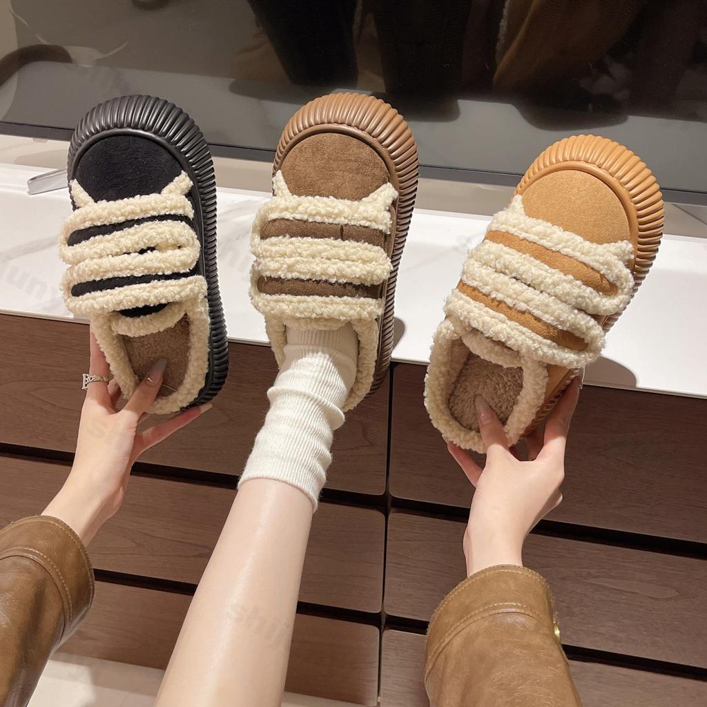 Fashion Warm Cotton Slippers Women New 2024 Winter Platform Shoes Soft Plush Thick Sole Casual Snow Shoes Ladies Plush Warm Slippers