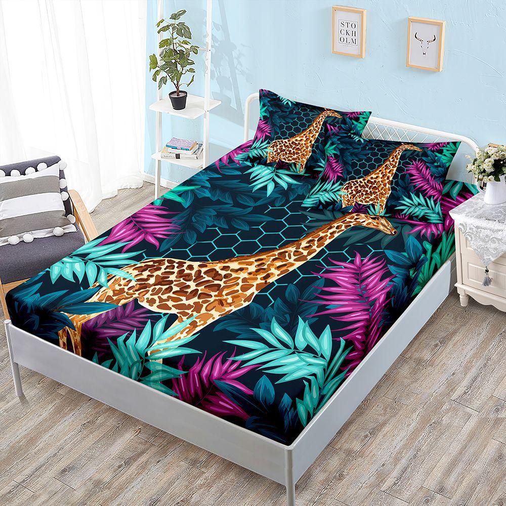 Three-Piece Mattress Mattress Cover Animal Giraffe Lion Zebra Mattress Protective Cover