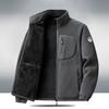 Polar Fleece Jacket Men's Autumn and Winter Fleece Cardigan Plus Velvet Padded Men's Middle-aged Collar Warm Jacket Top