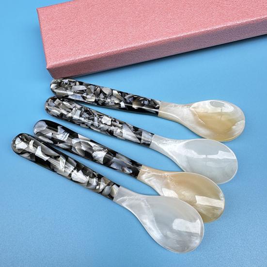 Ложка для мороженого с акриловой ручкой Элегантная чайная ложка из натуральной морской раковины