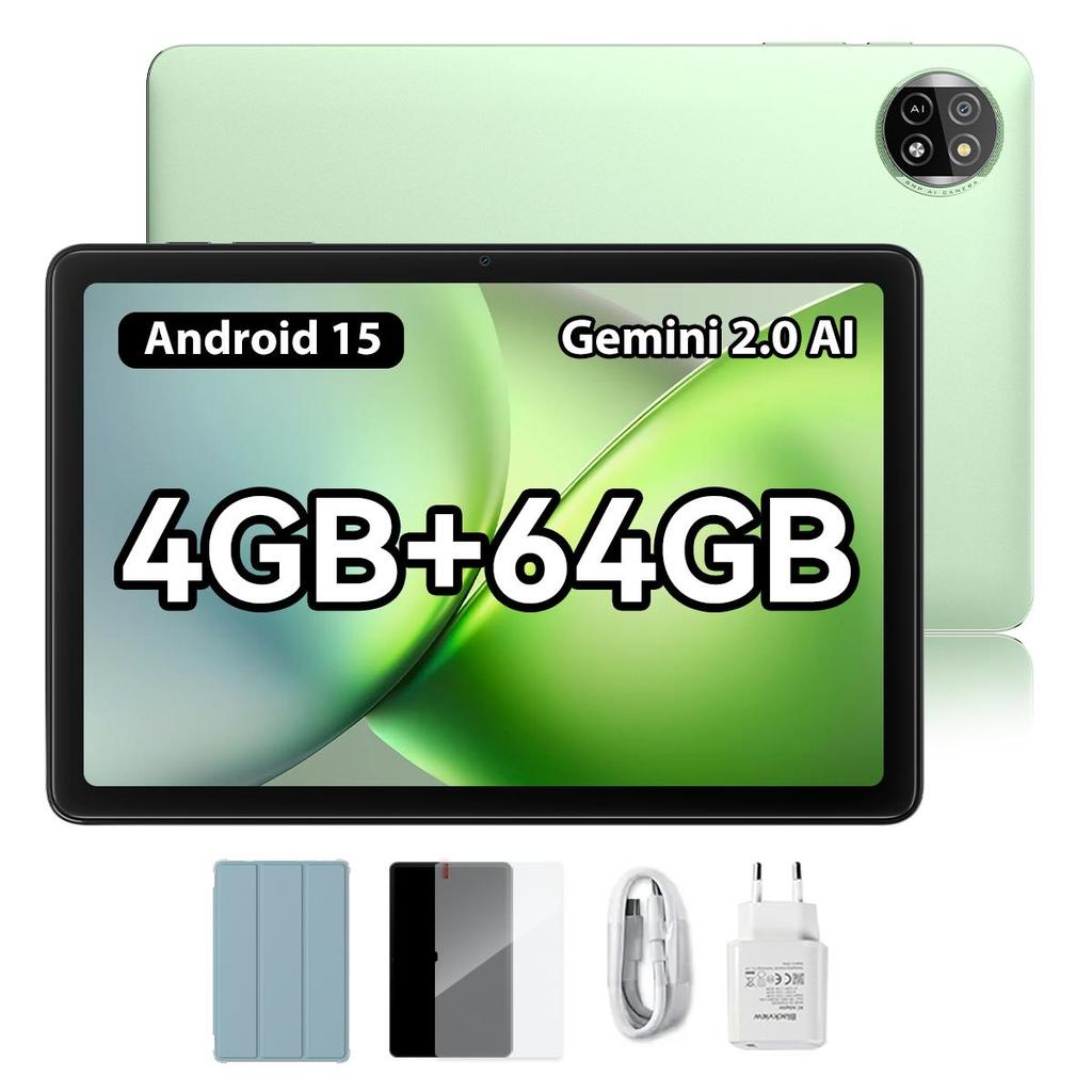 Blackview Планшет Tab 20 WiFi Android 15 10,1 дюйма 4 ГБ ОЗУ 64 ГБ ПЗУ Аккумулятор 6600 мАч Планшеты
