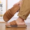 Winter Men's Warm Slippers Fur Plush Slippers Indoor Comfortable Slides Warm Shoes Men Women Home Warm Slippers Big Size 46 47