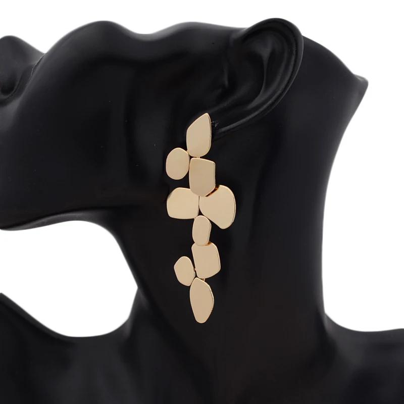 Длинные преувеличенные висячие серьги для женщин, многослойные металлические подвески неправильной формы, серьги-подвески pendientes mujer 2024