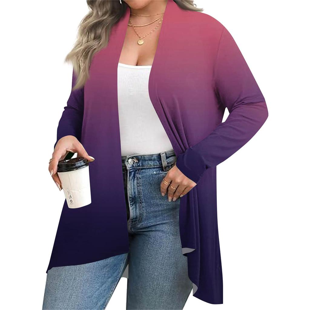 Женский осенне-зимний модный повседневный кардиган средней длины с принтом и длинным рукавом