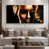 Современное искусство, черное золото, обнаженная женщина, картина маслом, художественный постер, скандинавская картина для гостиной