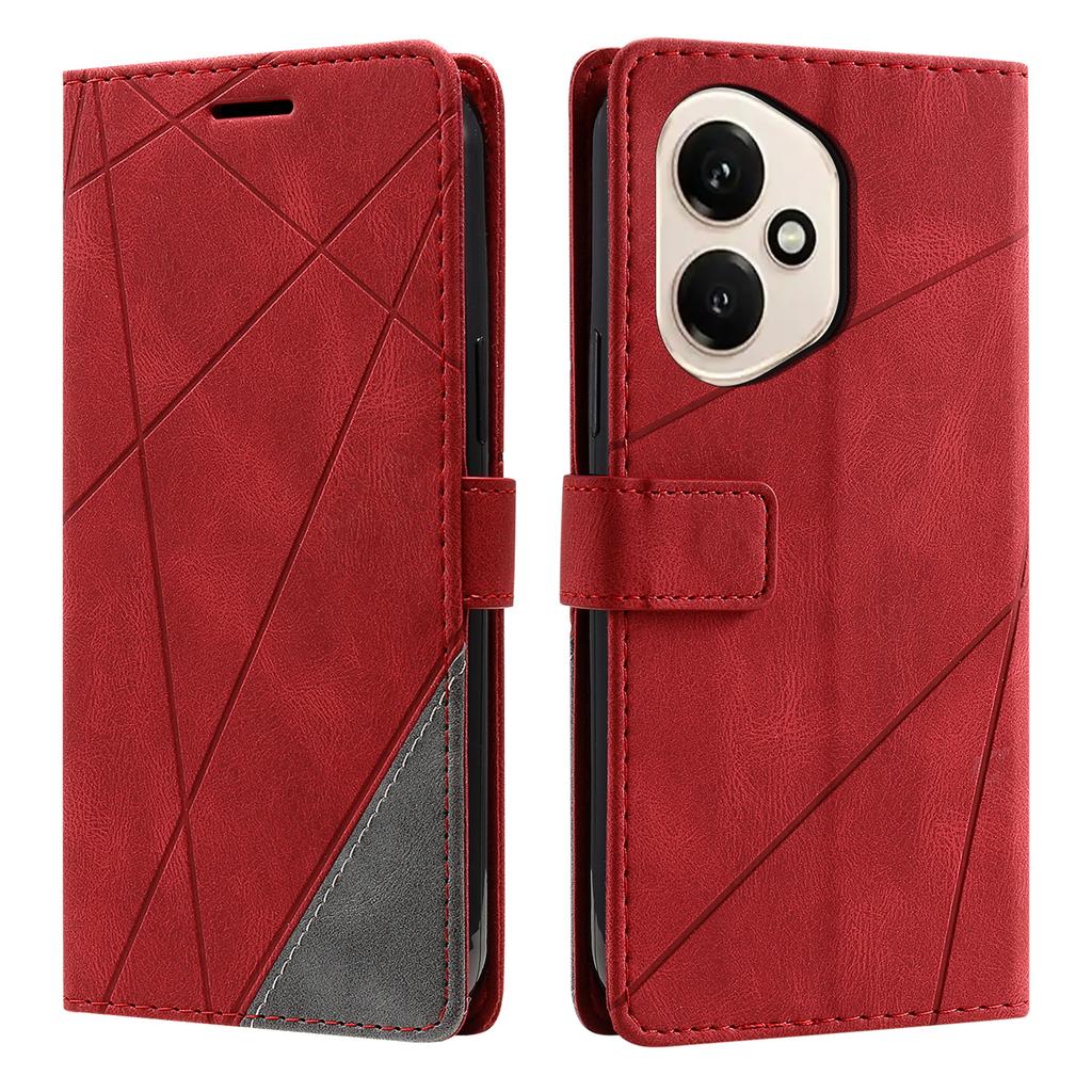 For Honor 400 5G (Global) Case Imprinted Lines PU Leather Splicing Wallet Phone Cover with Wrist Strap