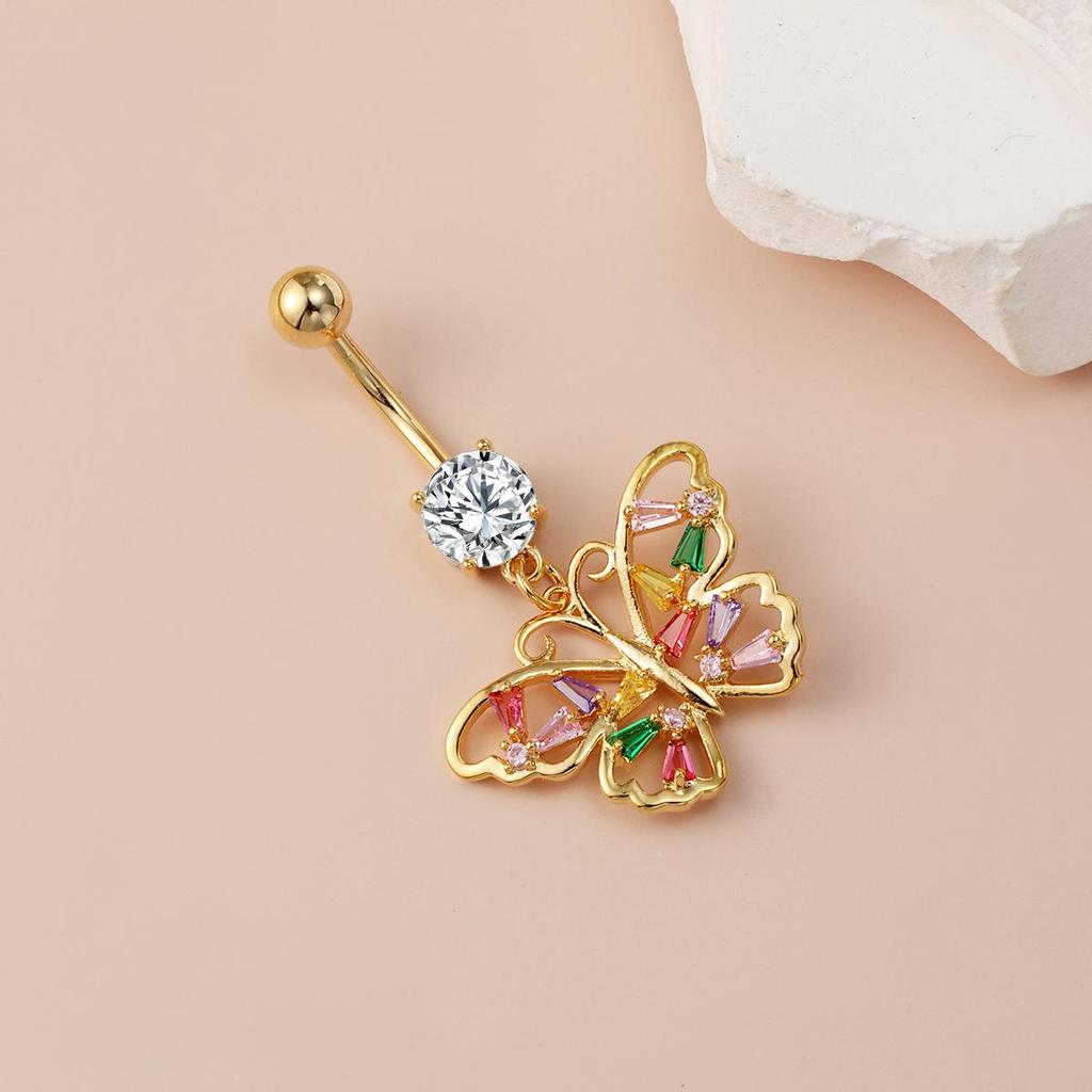 Butterfly Fantasy Zircon Belly Button Ring - Trendy European & American Style