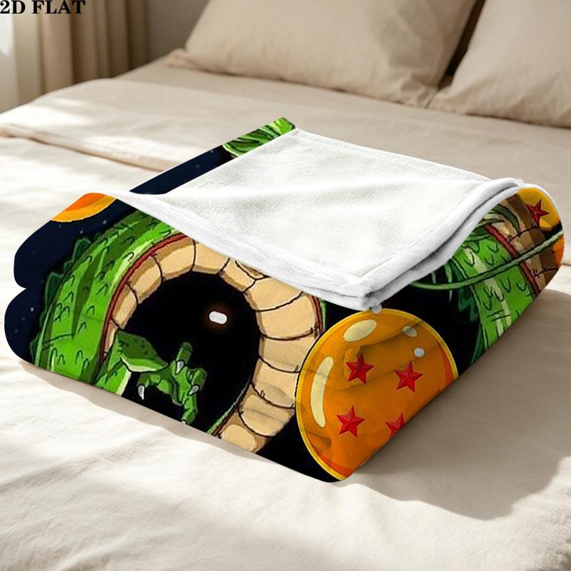 1PC Shenron Patterned Flannel Blanket Suitable For All Seasons For Home Decor Warmth And Comfort Gifts Holiday Present