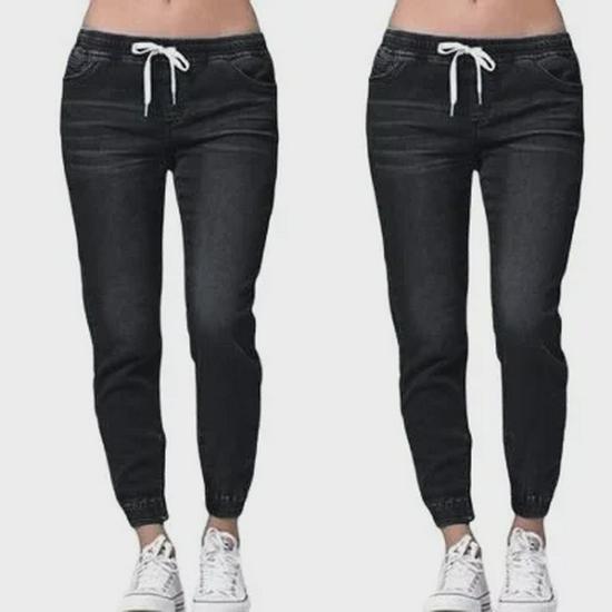 Женские свободные джинсы большого размера с эластичной резинкой на талии и леггинсами