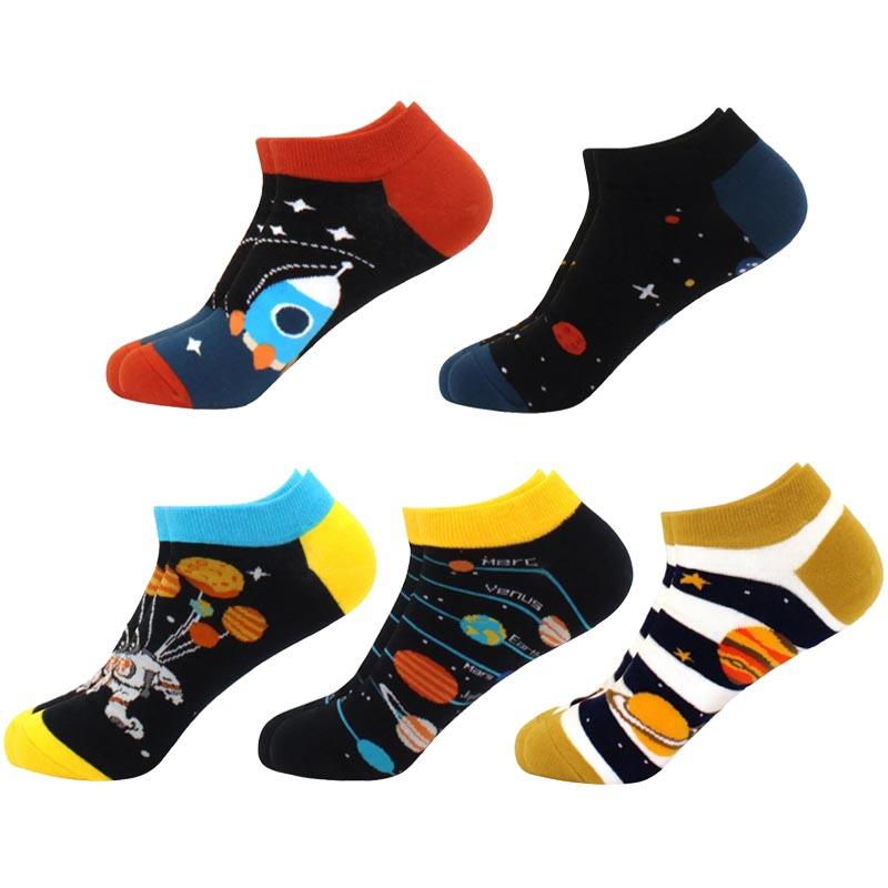 5 пар мужских и женских носков геометрического цвета, повседневные носки-лодочки, клетчатые полосатые носки