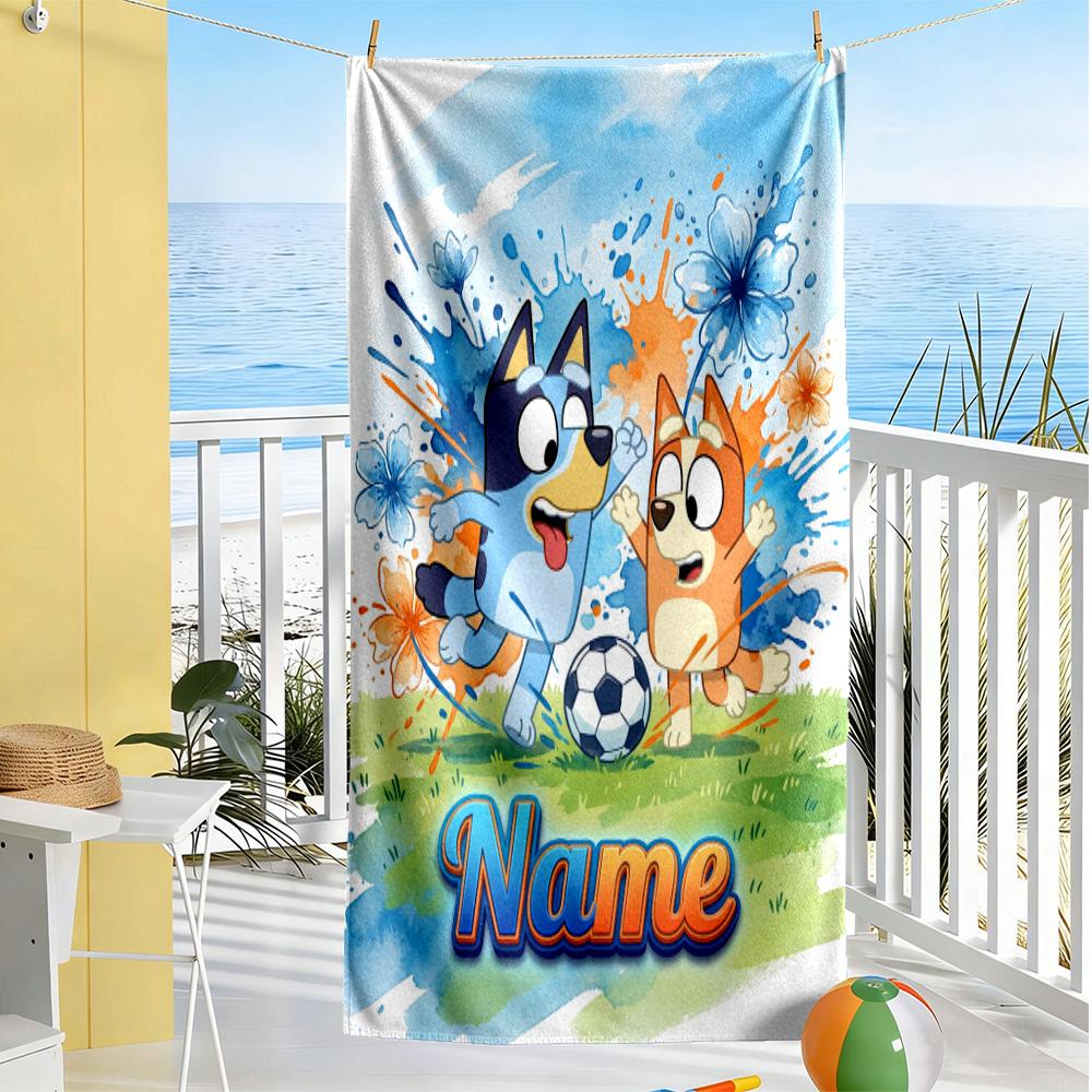 Christmas Soccer Fun Personalized Text Beach Towel Quick-Dry Soft Microfiber