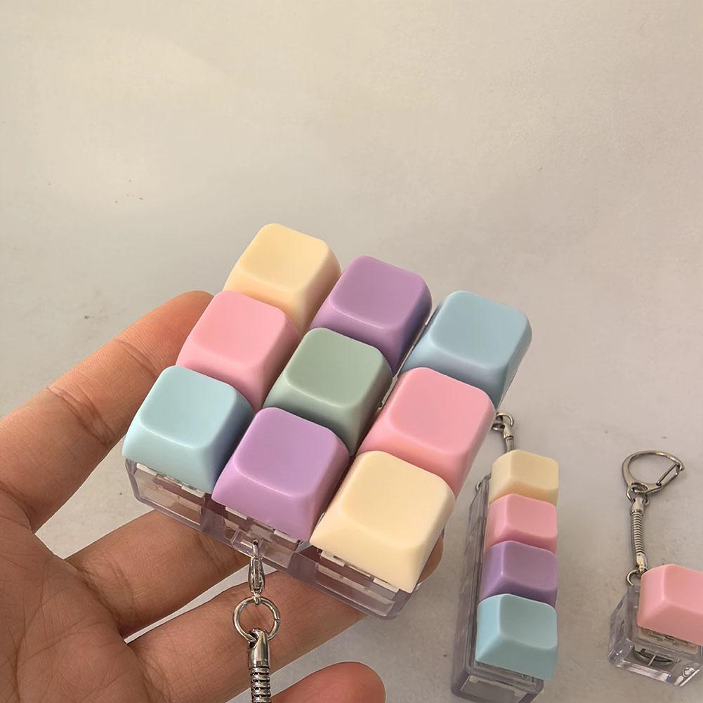 Colorful Keyboard Fidget Toys For Adults Kids,1/4/5/9‑buttons Pastel Keyboard Clicker Keychain For Work Stress Relief Anxiety