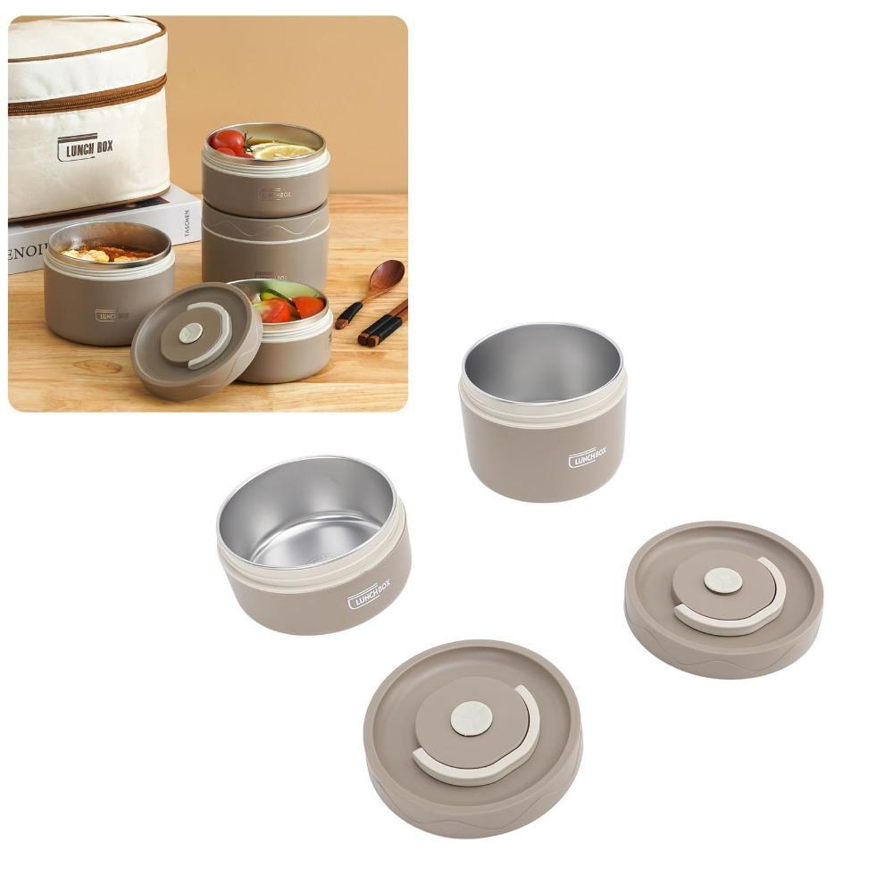 2PCS/3PCS/4PCS Round Shape Thermal Bento Box Stackable Food Container For Picnic