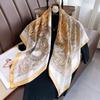 Luxury Brand Square Scarf Design Shawl Wrap 90cm Print Twill Silk Women Hijab Female Foulard Headband Bandana
